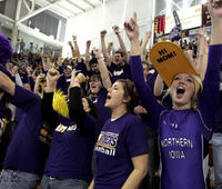 Students enjoying a basketball game at the University of Northern Iowa